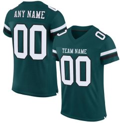 Midnight Green, White & Black Custom Football Jerseys for Men and Women