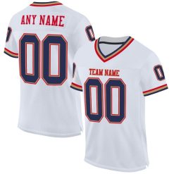 White, Navy & Red Throwback Custom Name Football Jerseys for Men and Women