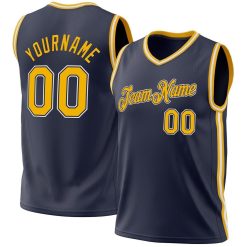 Navy, Gold & White Throwback Custom Basketball Jerseys for Men and Women