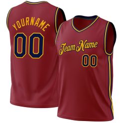 Maroon, Navy & Gold Throwback Custom Basketball Jerseys for Men and Women