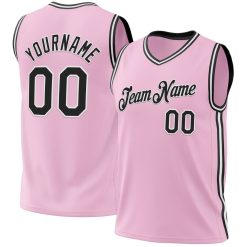Light Pink, Black & White Throwback Custom Basketball Jerseys for Men and Women