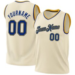 Cream, Royal & Gold Throwback Custom Basketball Jerseys for Men and Women